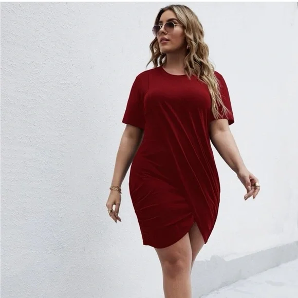 Shein Dresses | Burgundy 0x Curvy Stretchy Dress From Shein | Color: Red | Size: 0x | Joysharee1108's Closet Shein Dresses | Burgundy 0x Curvy Stretchy Dress From Shein | Color: Red | Size: 0x | Joysharee1108's Closet